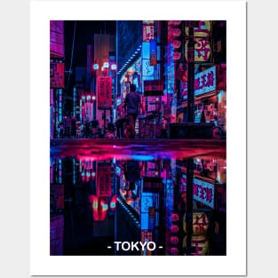 Tokyo Street Neon Synthwave Posters and Art